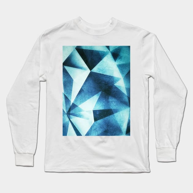 Abstract geometric triangle pattern ( Carol Cubism Style) in ice silver - gray Long Sleeve T-Shirt by badbugs